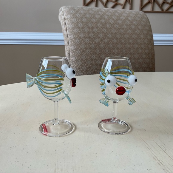 NWT Massimo Lunardon Tropical Fish Wine Glasses 🐟 - Picture 5 of 7
